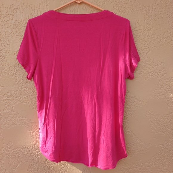 Pink Croft&Barrow Short Sleeves Blouse Medium Size Round Neck with Lace Front - Picture 2 of 13